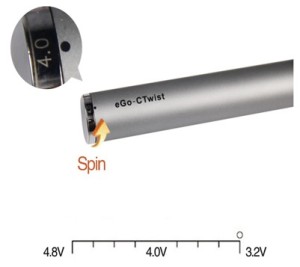 A variable voltage eGo style battery (eGo-C Twist type)